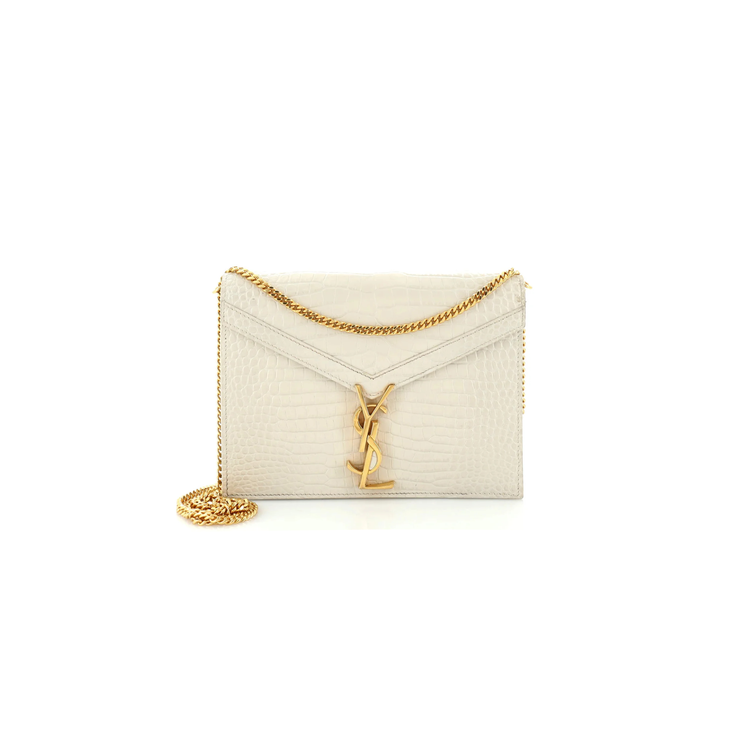 YSL CASSANDRA EMBOSSED CLASP BAG WHITE 532750 (22*16.5*5.5cm)